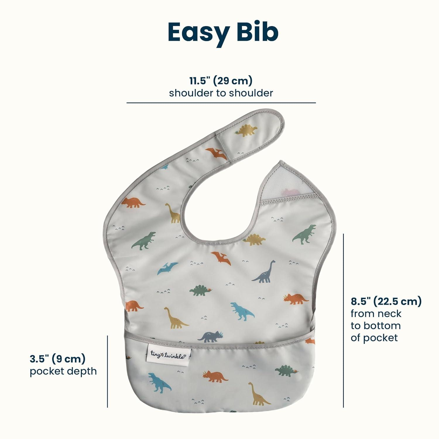 image:imageTiny Twinkle MessProof Baby Bibs for Eating Waterproof Wipeable Toddler Bibs with CatchAll Pocket Feeding Bibs for Girls amp Boys3 PackCowboy3pack Dinosaur