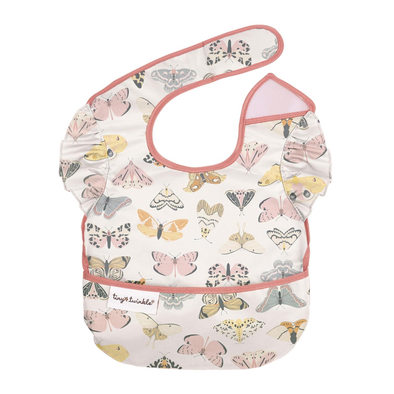 image:imageTiny Twinkle MessProof Baby Bibs for Eating Waterproof Wipeable Toddler Bibs with CatchAll Pocket Feeding Bibs for Girls amp Boys3 PackCowboy3pack Flutter