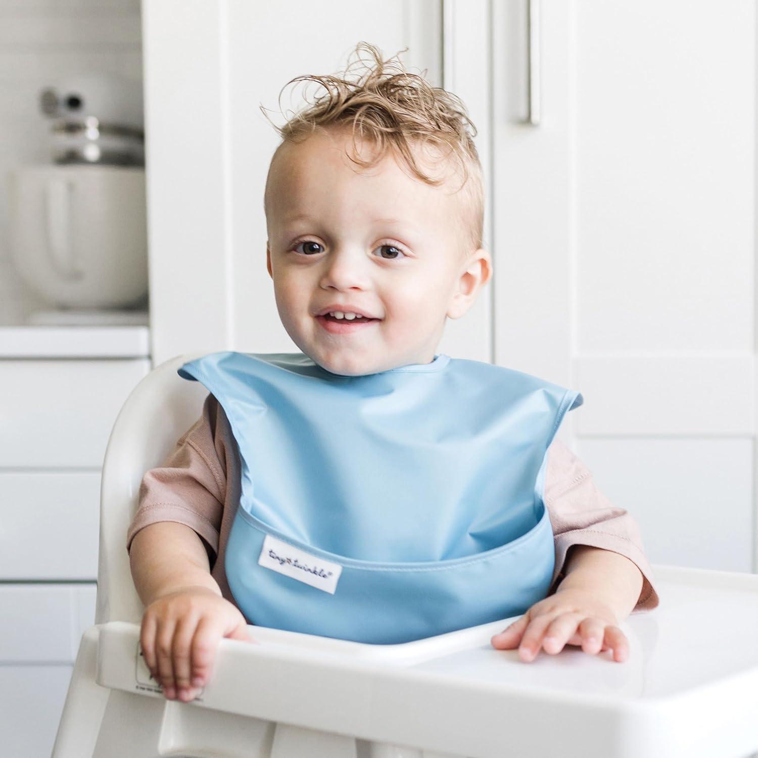 image:imageTiny Twinkle MessProof Baby Bibs for Eating Waterproof Wipeable Toddler Bibs with CatchAll Pocket Feeding Bibs for Girls amp Boys3 PackCowboy3pack Ocean Life