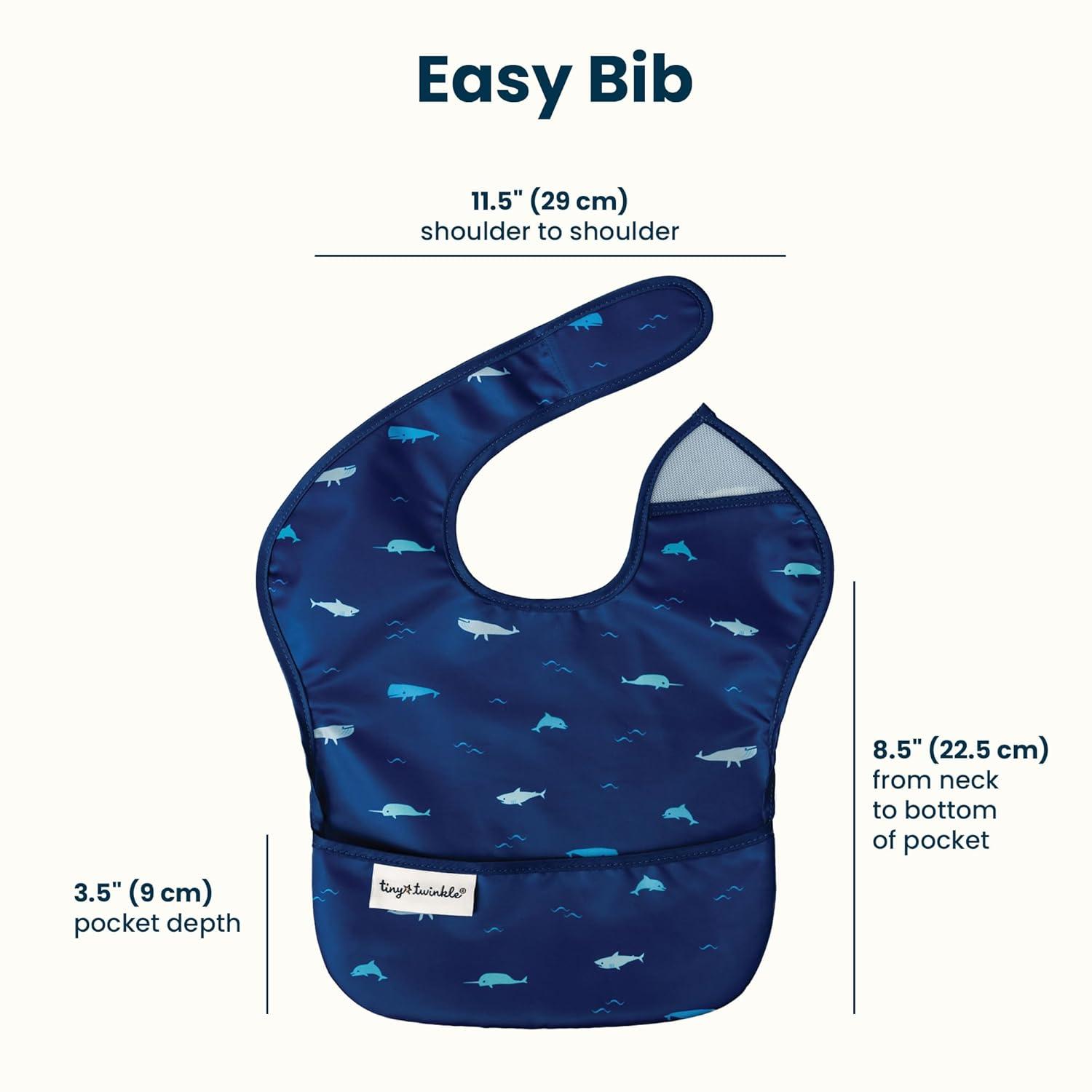 image:imageTiny Twinkle MessProof Baby Bibs for Eating Waterproof Wipeable Toddler Bibs with CatchAll Pocket Feeding Bibs for Girls amp Boys3 PackCowboy3pack Ocean Life