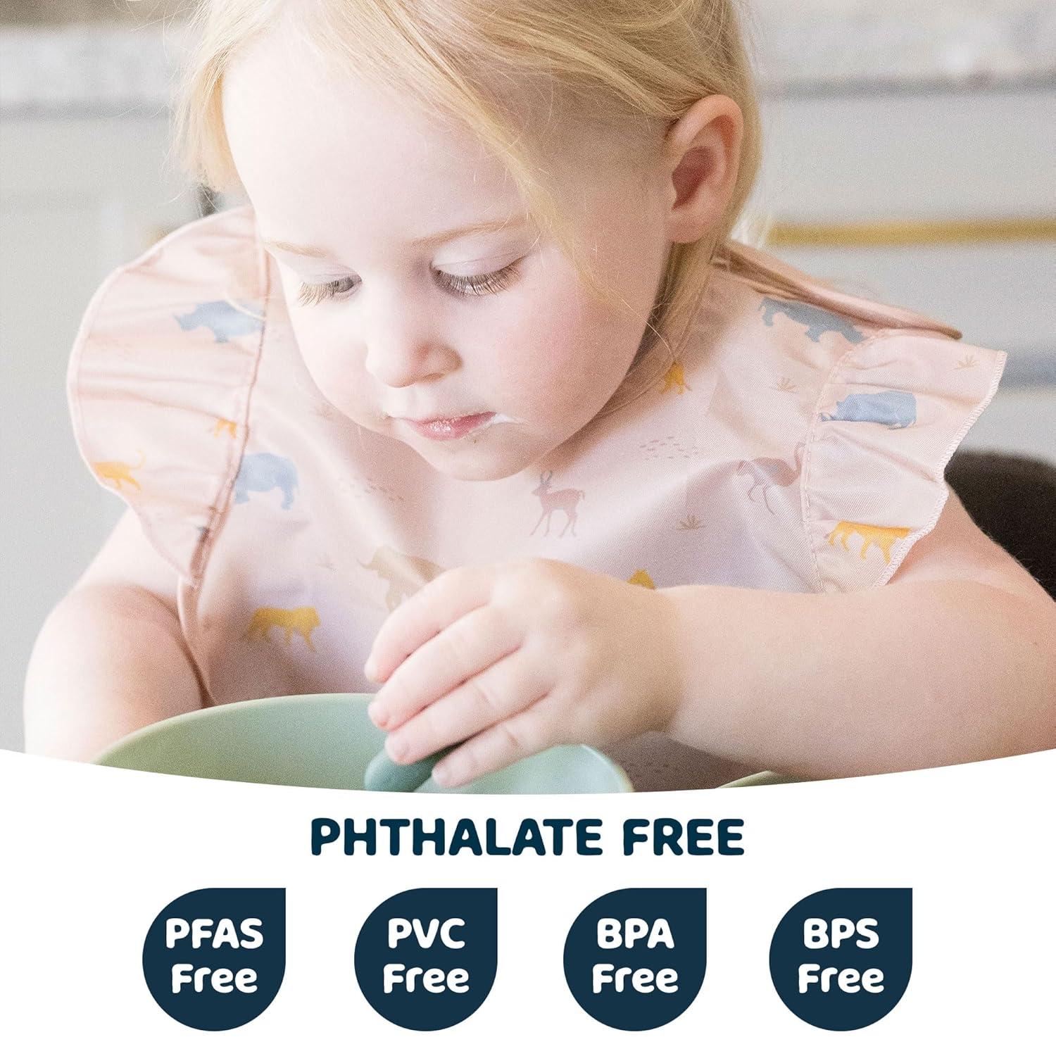 image:imageTiny Twinkle MessProof Baby Bibs for Eating Waterproof Wipeable Toddler Bibs with CatchAll Pocket Feeding Bibs for Girls amp Boys3 PackCowboy3pack Petite Safari