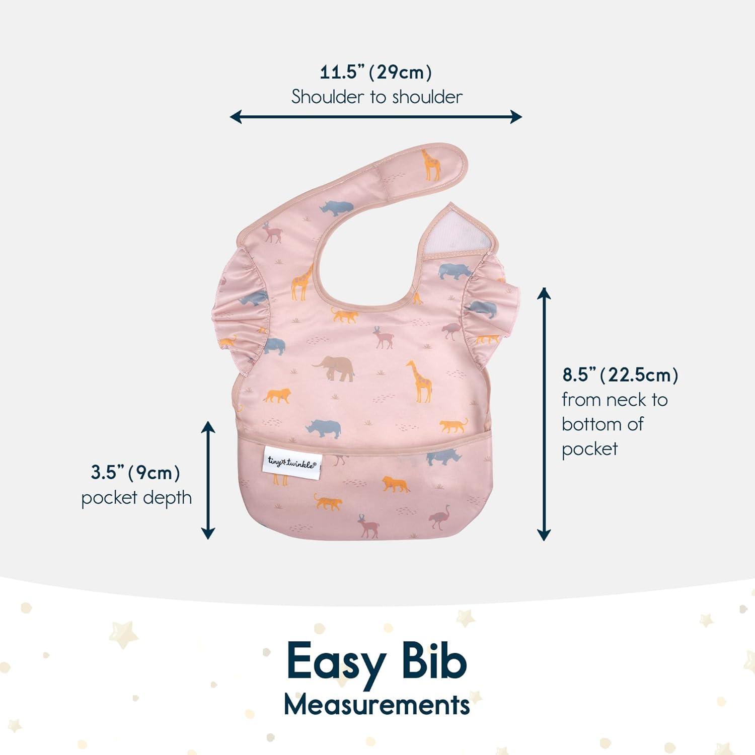 image:imageTiny Twinkle MessProof Baby Bibs for Eating Waterproof Wipeable Toddler Bibs with CatchAll Pocket Feeding Bibs for Girls amp Boys3 PackCowboy3pack Petite Safari