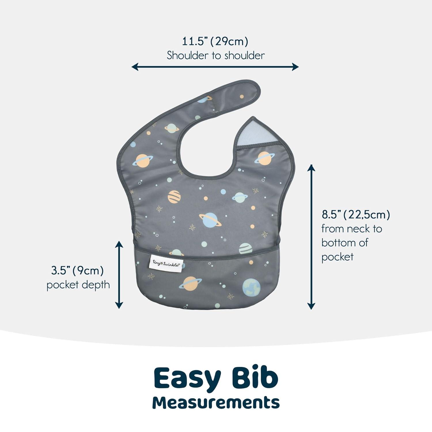 image:imageTiny Twinkle MessProof Baby Bibs for Eating Waterproof Wipeable Toddler Bibs with CatchAll Pocket Feeding Bibs for Girls amp Boys3 PackCowboy3pack Space