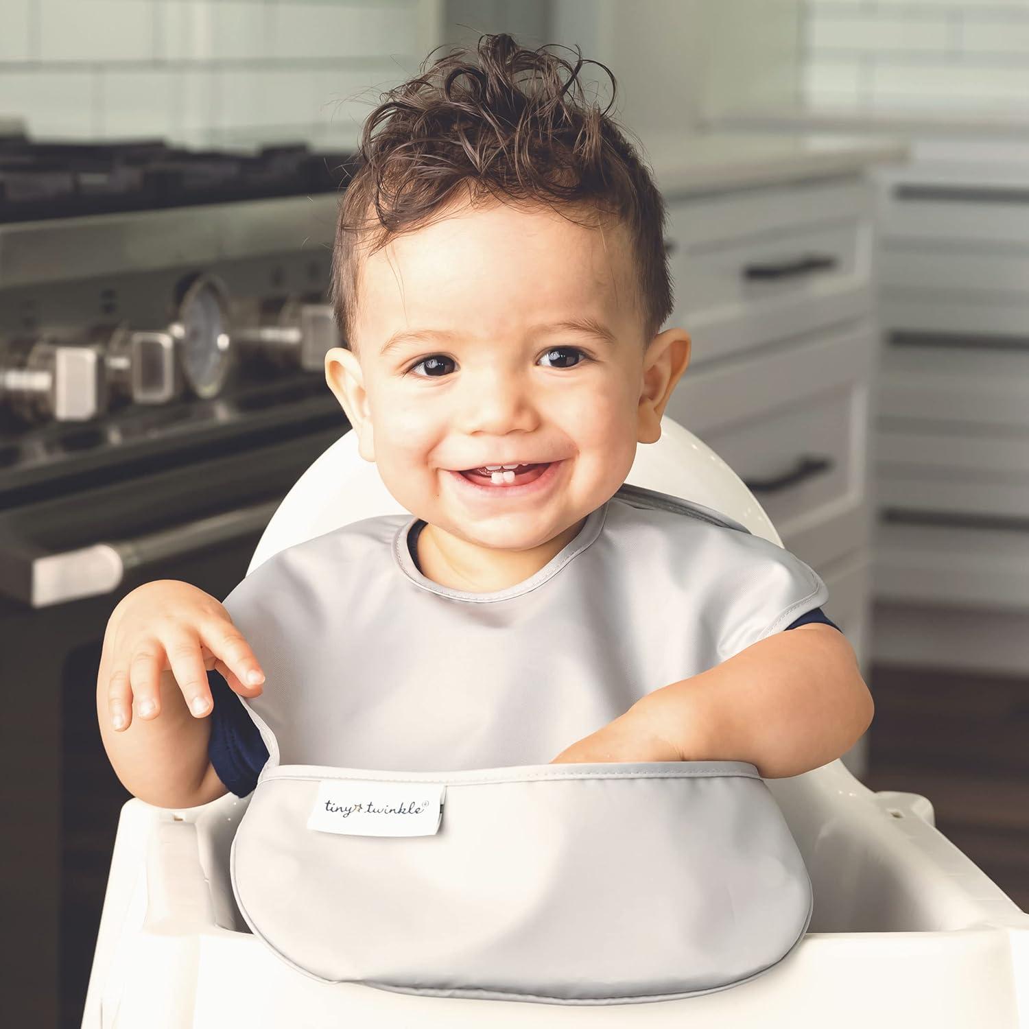 image:imageTiny Twinkle MessProof Baby Bibs for Eating Waterproof Wipeable Toddler Bibs with CatchAll Pocket Feeding Bibs for Girls amp Boys3 PackCowboy3pack Space