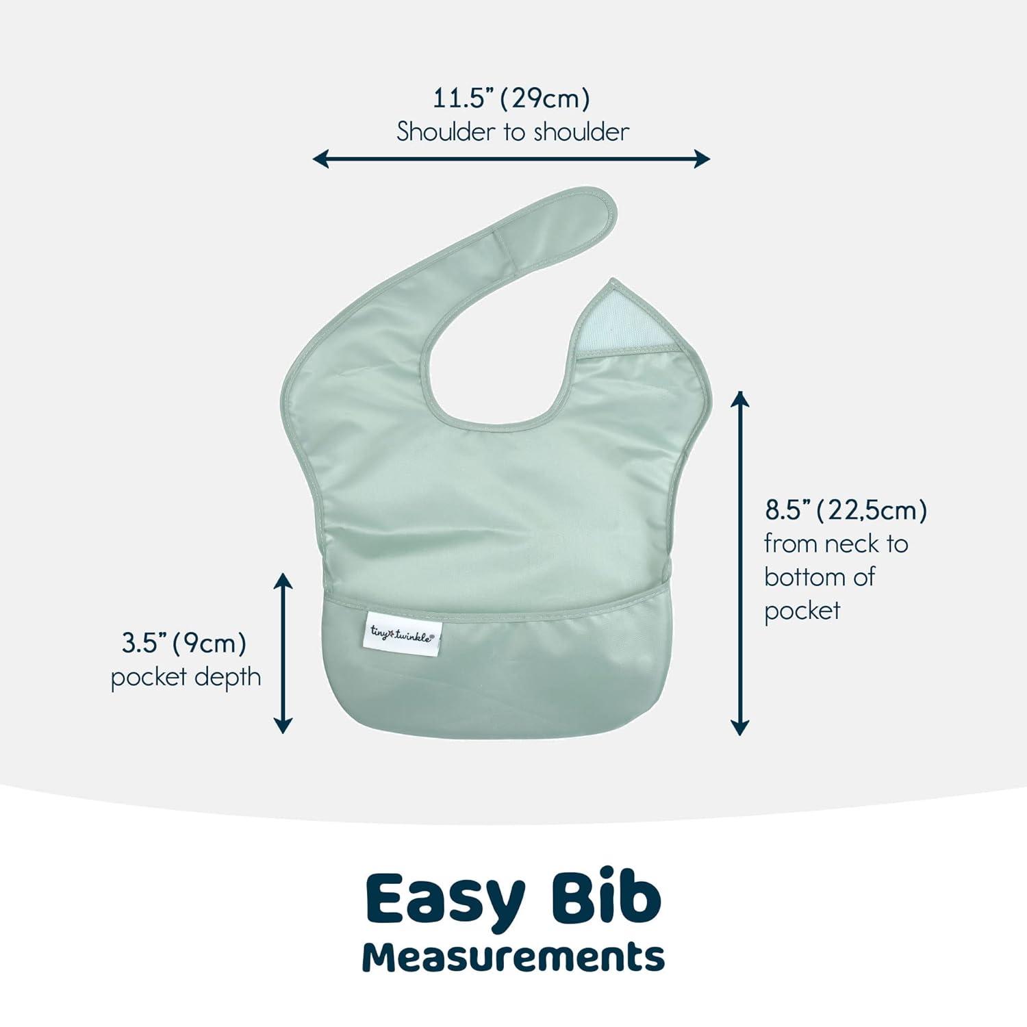 image:imageTiny Twinkle MessProof Baby Bibs for Eating Waterproof Wipeable Toddler Bibs with CatchAll Pocket Feeding Bibs for Girls amp Boys3 PackCowboy3pack Sage Charcoal