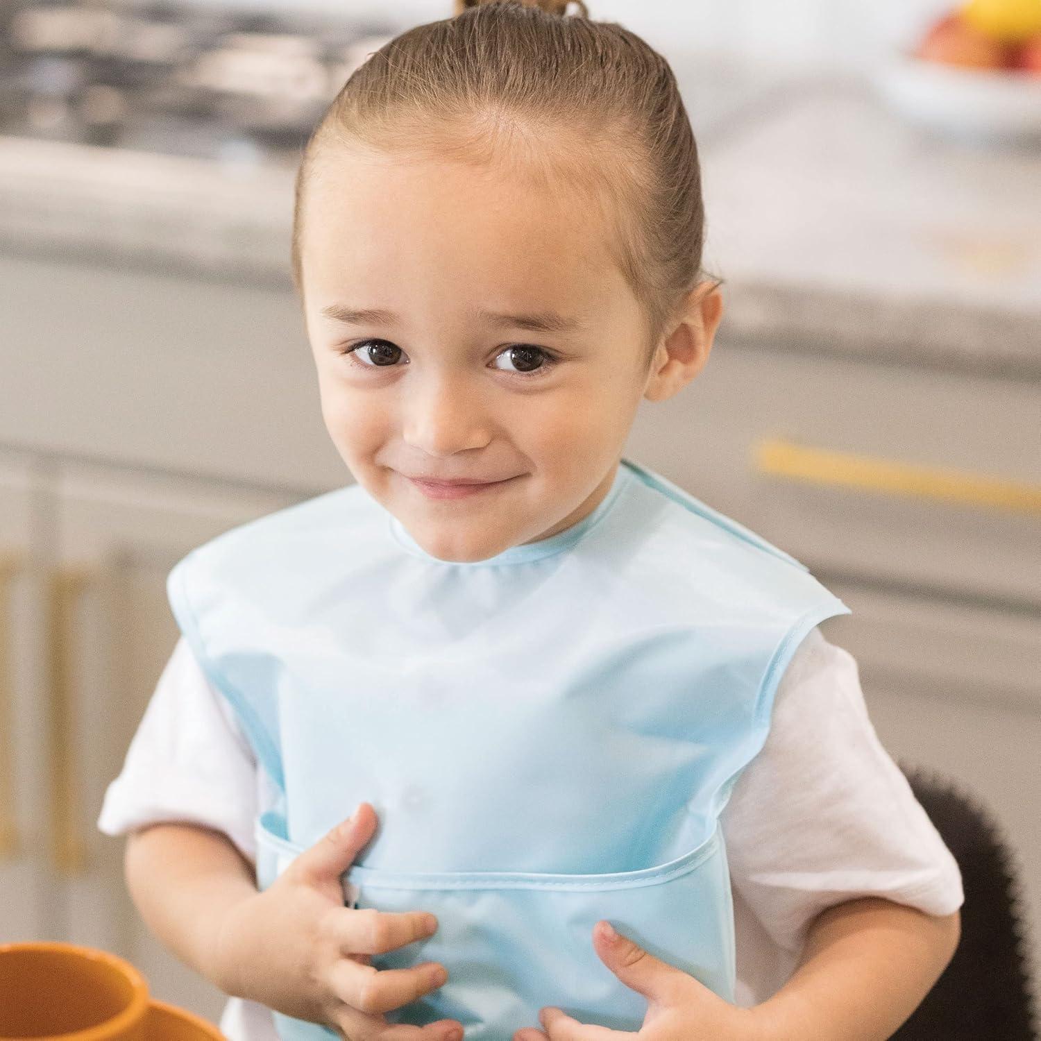 image:imageTiny Twinkle MessProof Baby Bibs for Eating Waterproof Wipeable Toddler Bibs with CatchAll Pocket Feeding Bibs for Girls amp Boys3 PackCowboy5pack Boy Spring