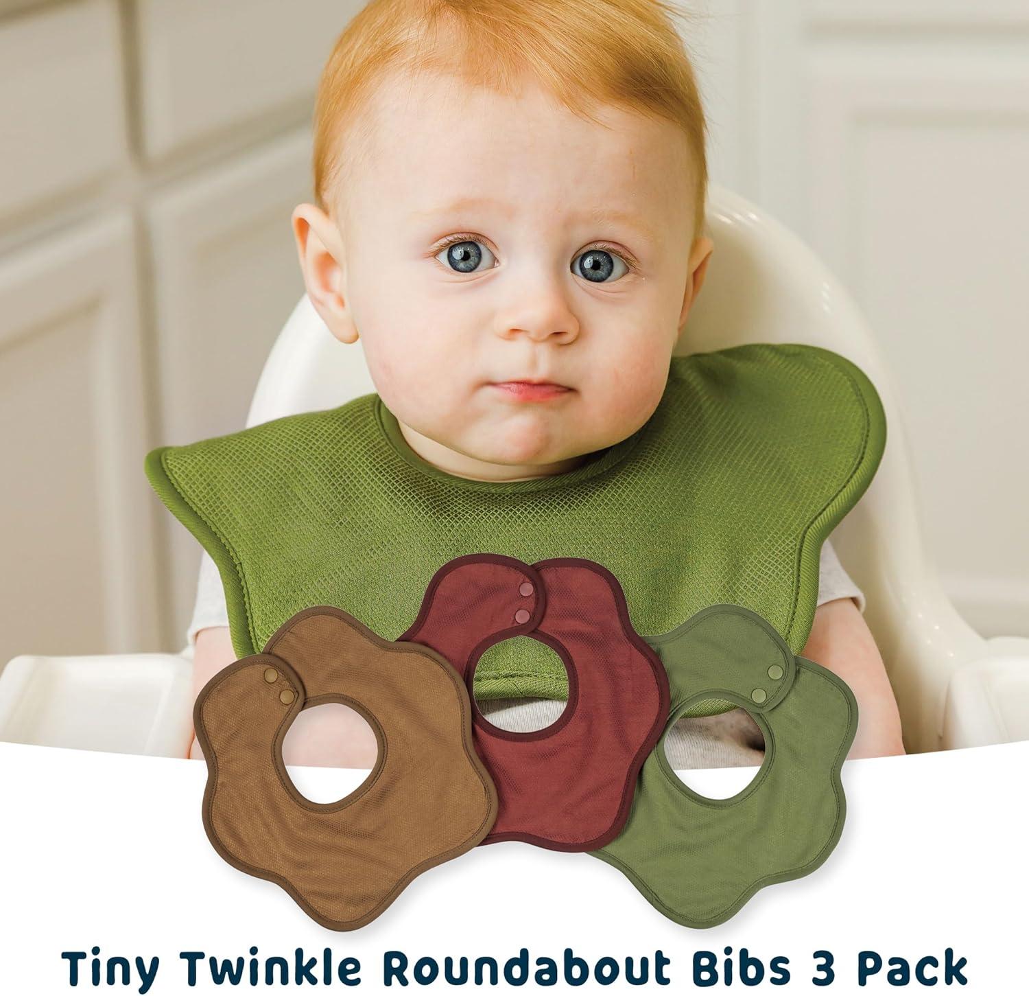 image:imageTiny Twinkle Roundabout Drool Bibs 360 Rotating Waterproof and Absorbent Teething Baby BibsBoy Natural Set 3pack