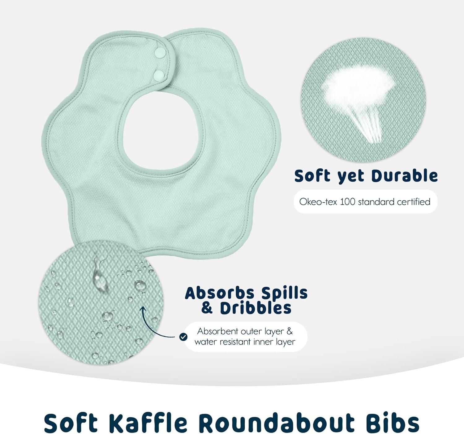 image:imageTiny Twinkle Roundabout Drool Bibs 360 Rotating Waterproof and Absorbent Teething Baby BibsBoy Set Sage 3pack