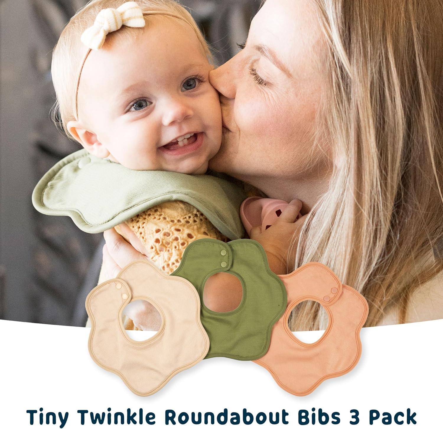 image:imageTiny Twinkle Roundabout Drool Bibs 360 Rotating Waterproof and Absorbent Teething Baby BibsLight Natural Set 3pack