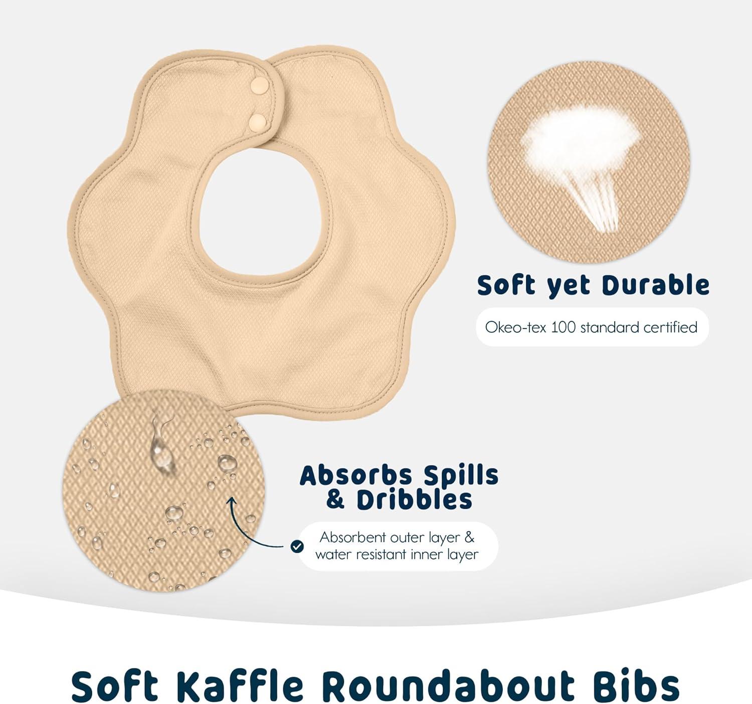image:imageTiny Twinkle Roundabout Drool Bibs 360 Rotating Waterproof and Absorbent Teething Baby BibsLight Natural Set 3pack