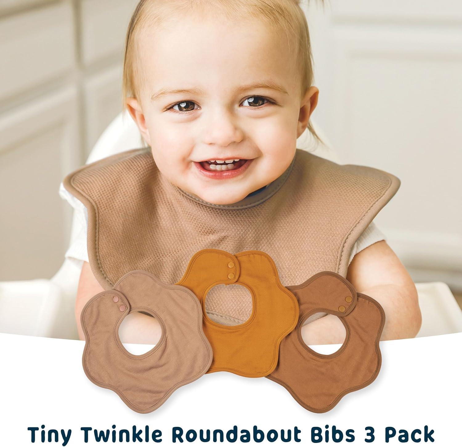 image:imageTiny Twinkle Roundabout Drool Bibs 360 Rotating Waterproof and Absorbent Teething Baby BibsNatural Set 3pack