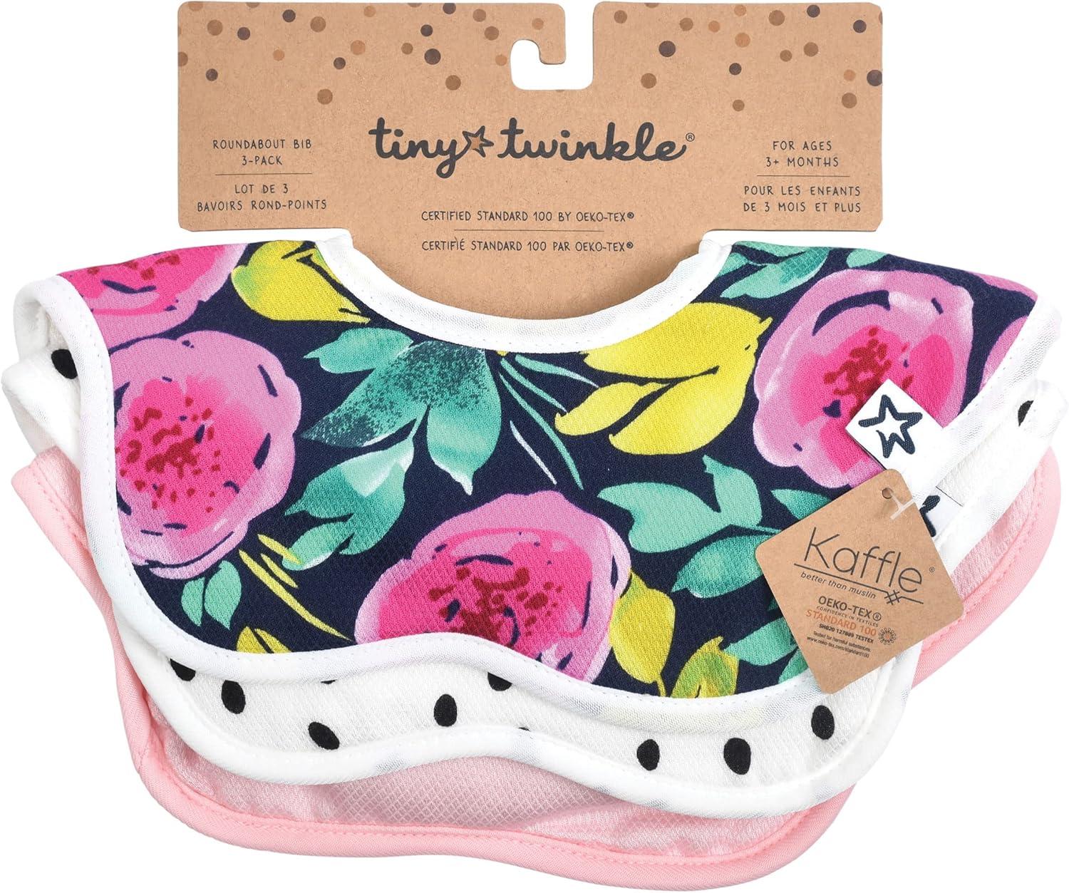 image:imageTiny Twinkle Roundabout Drool Bibs 360 Rotating Waterproof and Absorbent Teething Baby BibsPainted Peony 3pack
