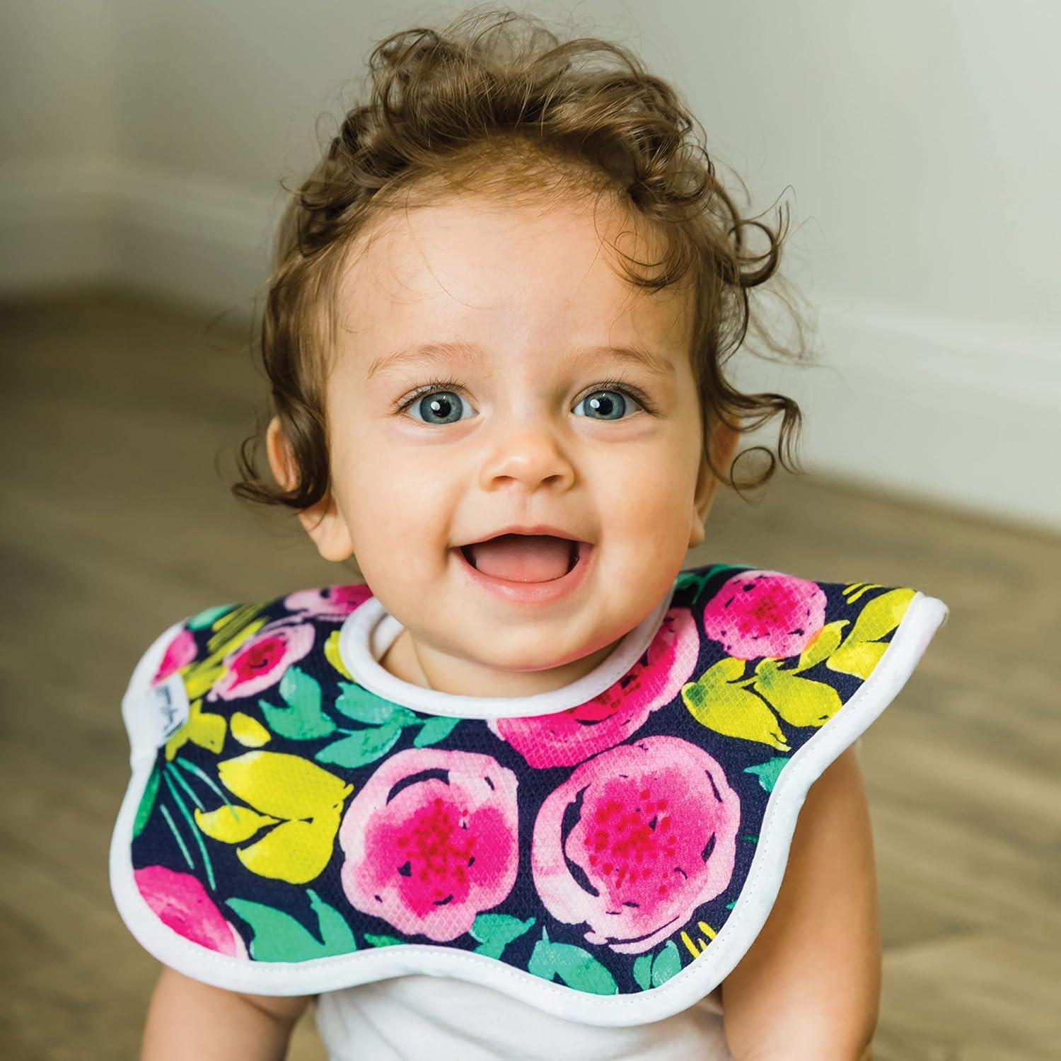 image:imageTiny Twinkle Roundabout Drool Bibs 360 Rotating Waterproof and Absorbent Teething Baby BibsPainted Peony 3pack