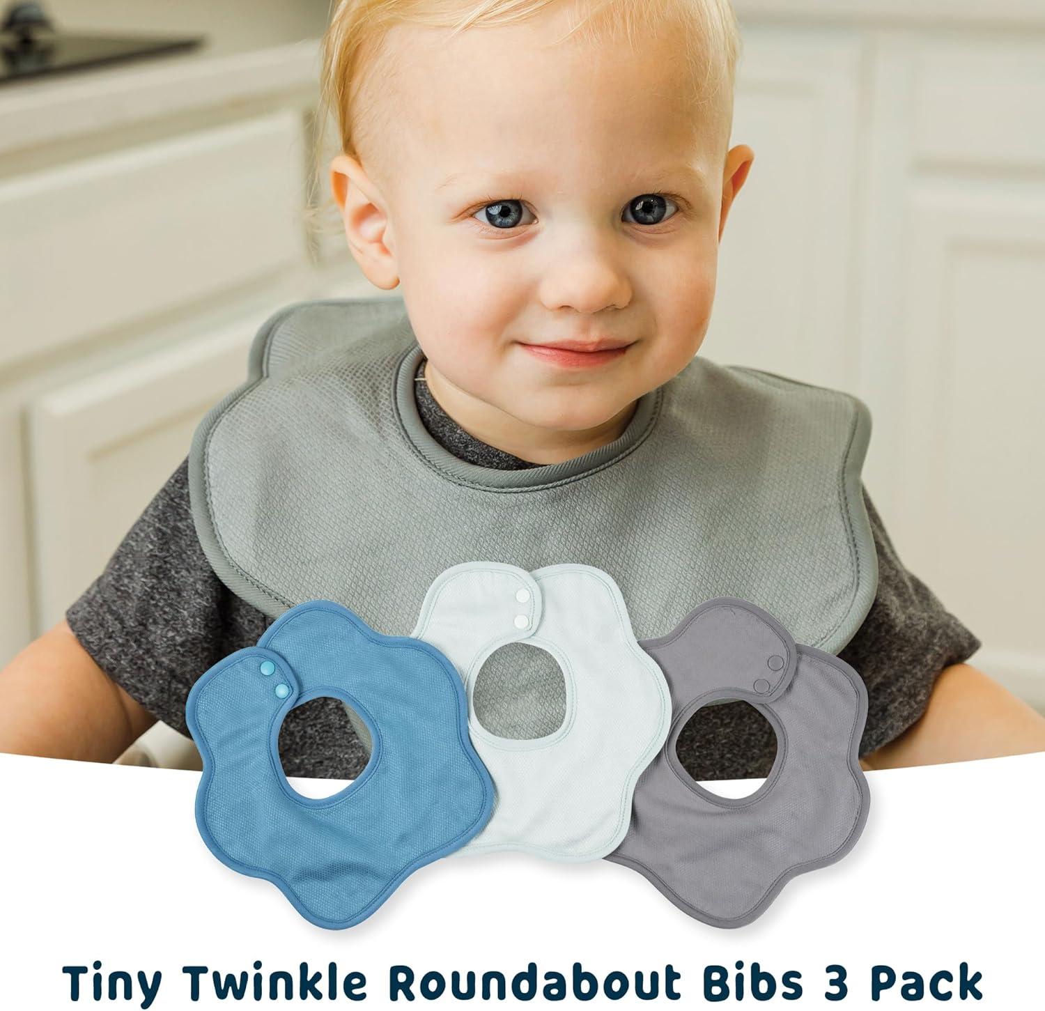 image:imageTiny Twinkle Roundabout Drool Bibs 360 Rotating Waterproof and Absorbent Teething Baby BibsSlate Set 3pack