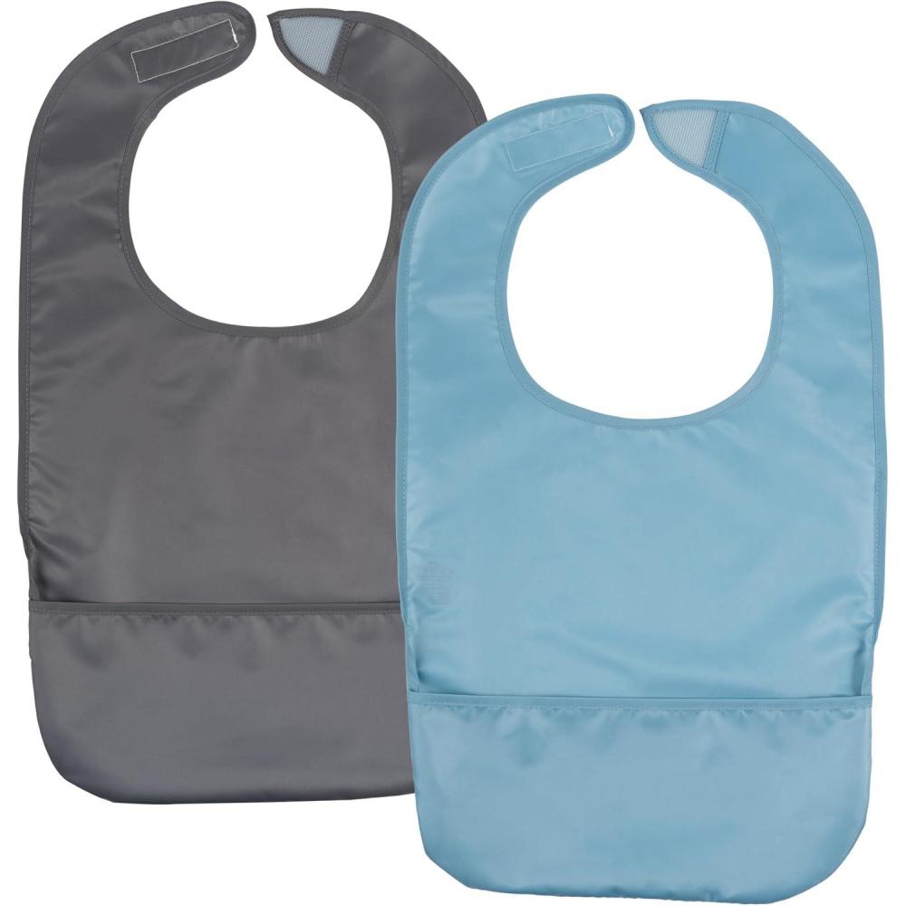 image:imageTiny Twinkle 2Pack of Premium Bibs for Adult Men Women and Teens Clothing Protector for Elderly and Special NeedsSlate Blue Charcoal