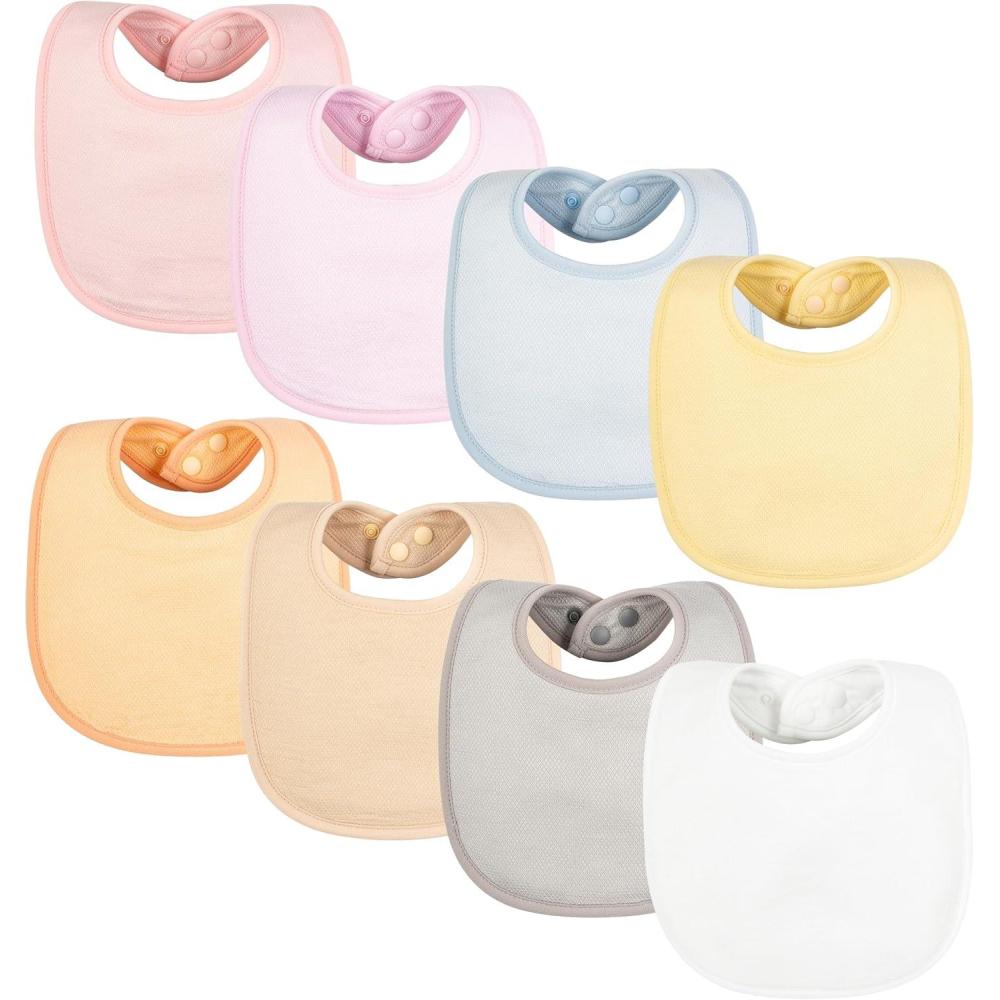 image:imageTiny Twinkle Baby Feeding Bibs Waterproof and Absorbent Infant Drool and Feeding Baby BibsGirl Macaron 8pack
