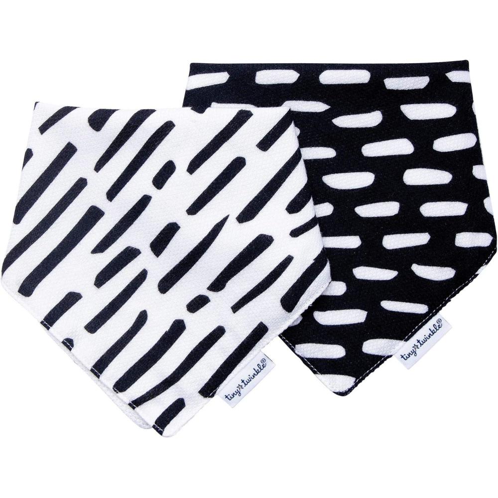 image:imageTiny Twinkle Bandana Scarf Bibs Water Resistant and Absorbent Drool and Teething Baby BibsBlack and White 2 Pack