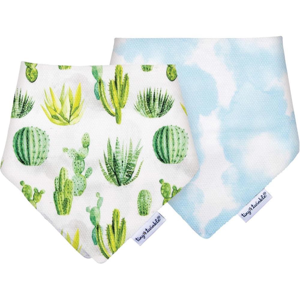 image:imageTiny Twinkle Bandana Scarf Bibs Water Resistant and Absorbent Drool and Teething Baby BibsCactus 2 Pack