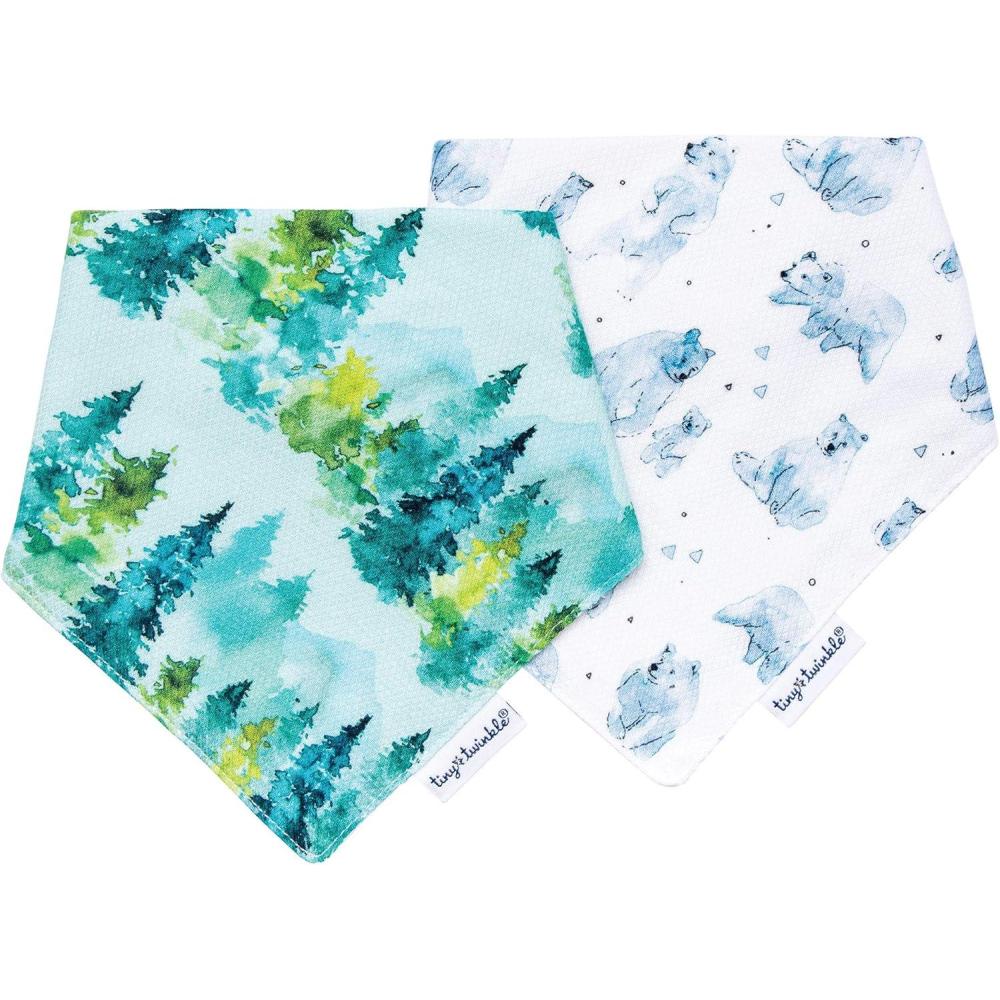 image:imageTiny Twinkle Bandana Scarf Bibs Water Resistant and Absorbent Drool and Teething Baby BibsForest 2 Pack