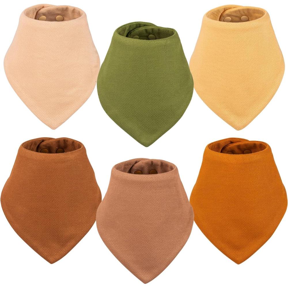 image:imageTiny Twinkle Bandana Scarf Bibs Water Resistant and Absorbent Drool and Teething Baby BibsNeutral Set 6pack