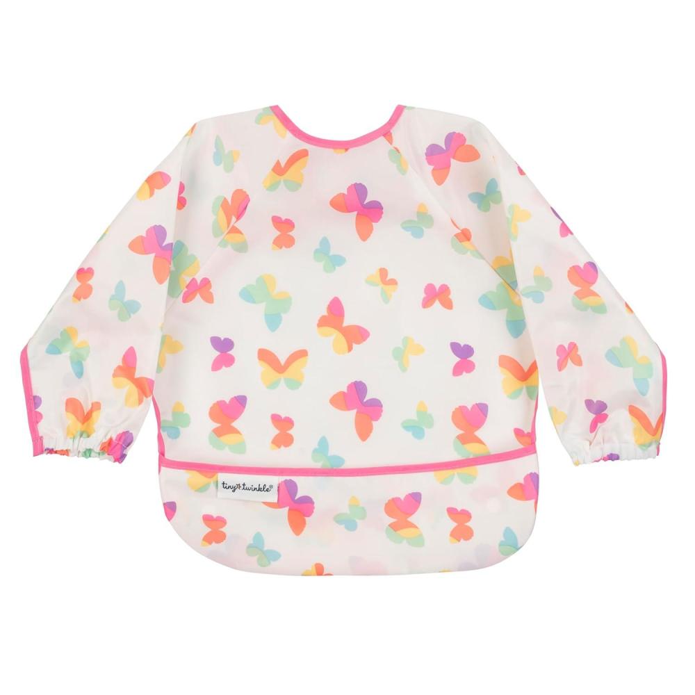 image:imageTiny Twinkle Long Sleeve Bib for Babies amp Toddlers Waterproof Smock Bib for Eating Machine Washable amp MessProof Feeding Essentials Newborn Shower Gift Checkers Black 24YButterflies