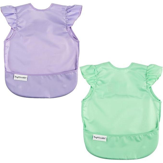 image:imageTiny Twinkle Mess Proof Baby Bibs 2 Pack Waterproof Toddler Bib for Eating Baby Apron for Feeding Machine Washable Perfect Shower Gift Sand Cinnamon 24YMermaid