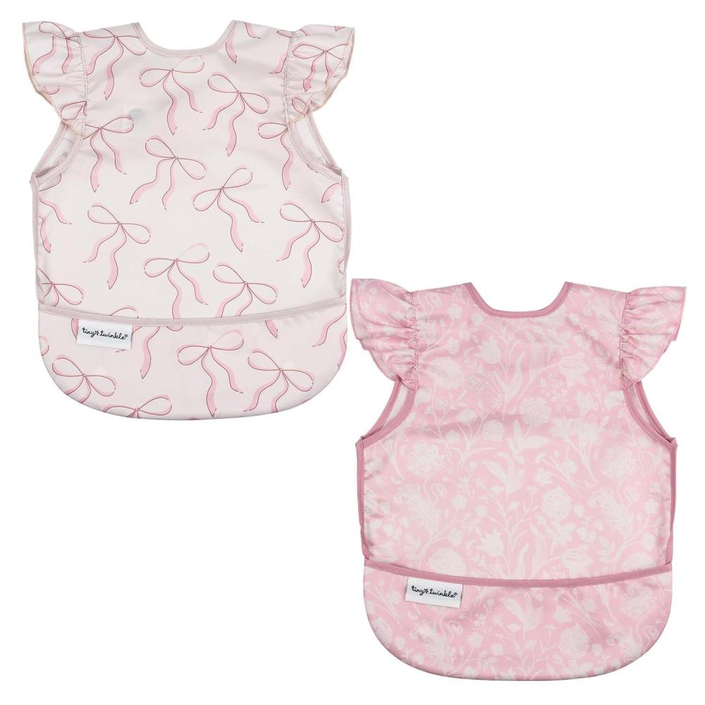 image:imageTiny Twinkle Mess Proof Baby Bibs 2 Pack Waterproof Toddler Bib for Eating Baby Apron for Feeding Machine Washable Perfect Shower Gift Sand Cinnamon 24YBows toile