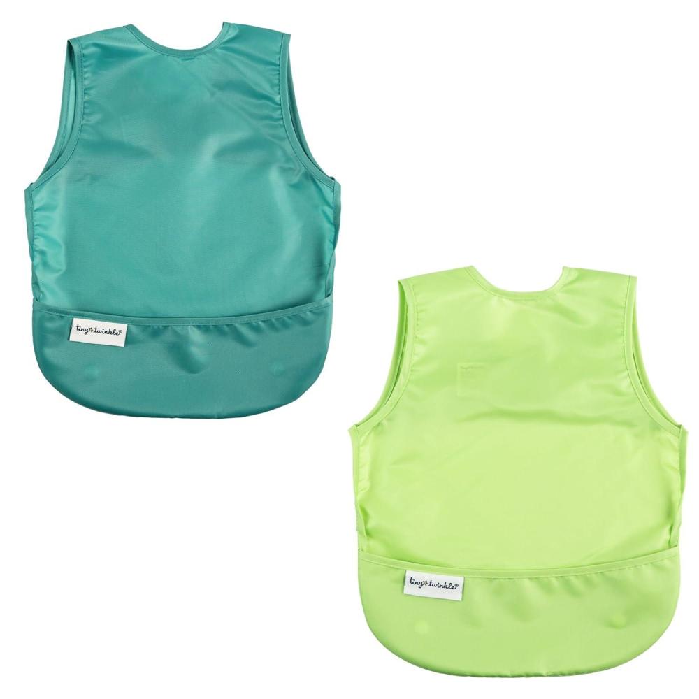 image:imageTiny Twinkle Mess Proof Baby Bibs 2 Pack Waterproof Toddler Bib for Eating Baby Apron for Feeding Machine Washable Perfect Shower Gift Sand Cinnamon 24YRainforest