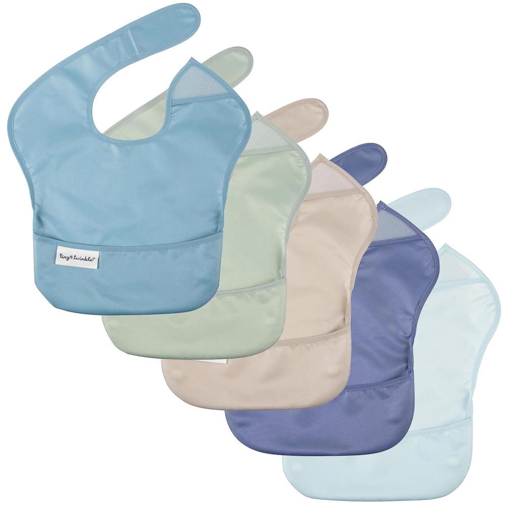 image:imageTiny Twinkle MessProof Baby Bibs for Eating Waterproof Wipeable Toddler Bibs with CatchAll Pocket Feeding Bibs for Girls amp Boys3 PackCowboy5pack Boy Spring