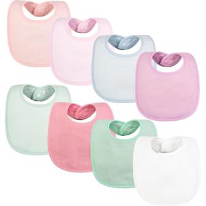 image:imageTiny Twinkle Baby Feeding Bibs  Waterproof and Absorbent Infant Drool and Feeding Baby BibsGirl Pastel New 8pack