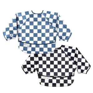 image:imageTiny Twinkle Long Sleeve Bib for Babies amp Toddlers  2Pack Waterproof Smock Bib for Eating  Machine Washable amp MessProof Feeding Essentials  Newborn Shower Gift Grey Indigo624MBlack  Blue Checkers