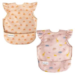 image:imageTiny Twinkle Mess Proof Baby Bibs  2 Pack Waterproof Toddler Bib for Eating  Baby Apron for Feeding Machine Washable Perfect Shower Gift Sand Cinnamon 24YBoho Rainbow petite Safari