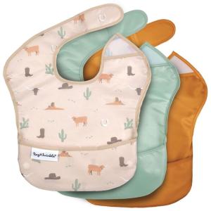 image:imageTiny Twinkle MessProof Baby Bibs for Eating  Waterproof Wipeable Toddler Bibs with CatchAll Pocket  Feeding Bibs for Girls amp Boys3 PackCowboy3pack Cowboy