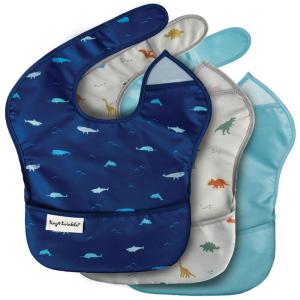 image:imageTiny Twinkle MessProof Baby Bibs for Eating  Waterproof Wipeable Toddler Bibs with CatchAll Pocket  Feeding Bibs for Girls amp Boys3 PackCowboy3pack Sea  Dino