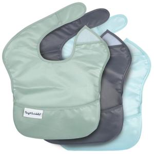 image:imageTiny Twinkle MessProof Baby Bibs for Eating  Waterproof Wipeable Toddler Bibs with CatchAll Pocket  Feeding Bibs for Girls amp Boys3 PackCowboy3pack Sage  Charcoal