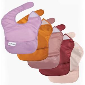 image:imageTiny Twinkle MessProof Baby Bibs for Eating  Waterproof Wipeable Toddler Bibs with CatchAll Pocket  Feeding Bibs for Girls amp Boys3 PackCowboy5pack Girl Solids