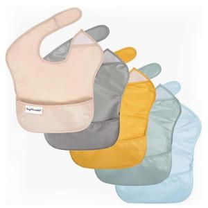 image:imageTiny Twinkle MessProof Baby Bibs for Eating  Waterproof Wipeable Toddler Bibs with CatchAll Pocket  Feeding Bibs for Girls amp Boys3 PackCowboy5pack Unisex Solids