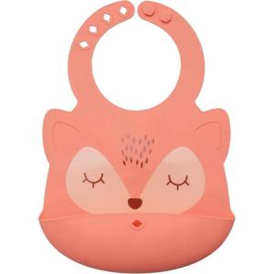 image:imageTiny Twinkle RollUp Silicone Bib  Soft Durable Easy Clean Waterproof Silicone Bibs With Food CatcherCoral Fox