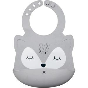 image:imageTiny Twinkle RollUp Silicone Bib  Soft Durable Easy Clean Waterproof Silicone Bibs With Food CatcherGrey Fox