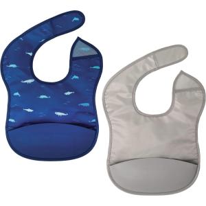 image:imageTiny Twinkle Silicone Pocket Bibs  Waterproof Food Catching MessProof Bibs for 624 Months Baby Boy and Girl Toddlers2pack Ocean  Slate