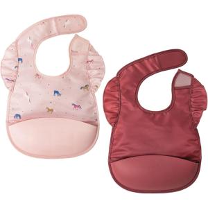 image:imageTiny Twinkle Silicone Pocket Bibs  Waterproof Food Catching MessProof Bibs for 624 Months Baby Boy and Girl ToddlersUnicorn  Burgundy