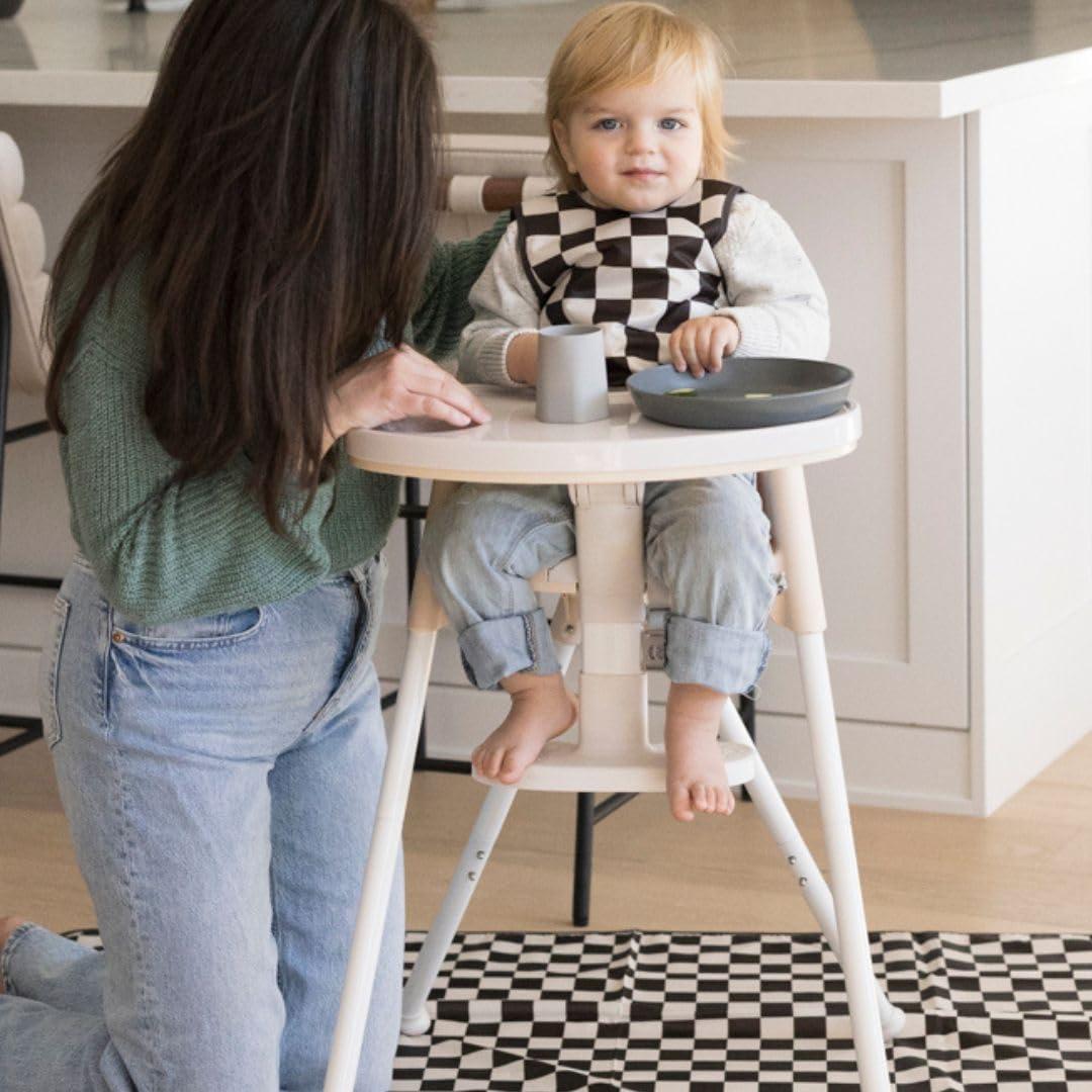 image:imageTiny Twinkle Splat Mat for Under High Chair or Table 44 x 44 Waterproof amp MessProof High Chair Mat for Baby Machine Washable for Mealtime or ArtBeige CheckersBlack Checkers