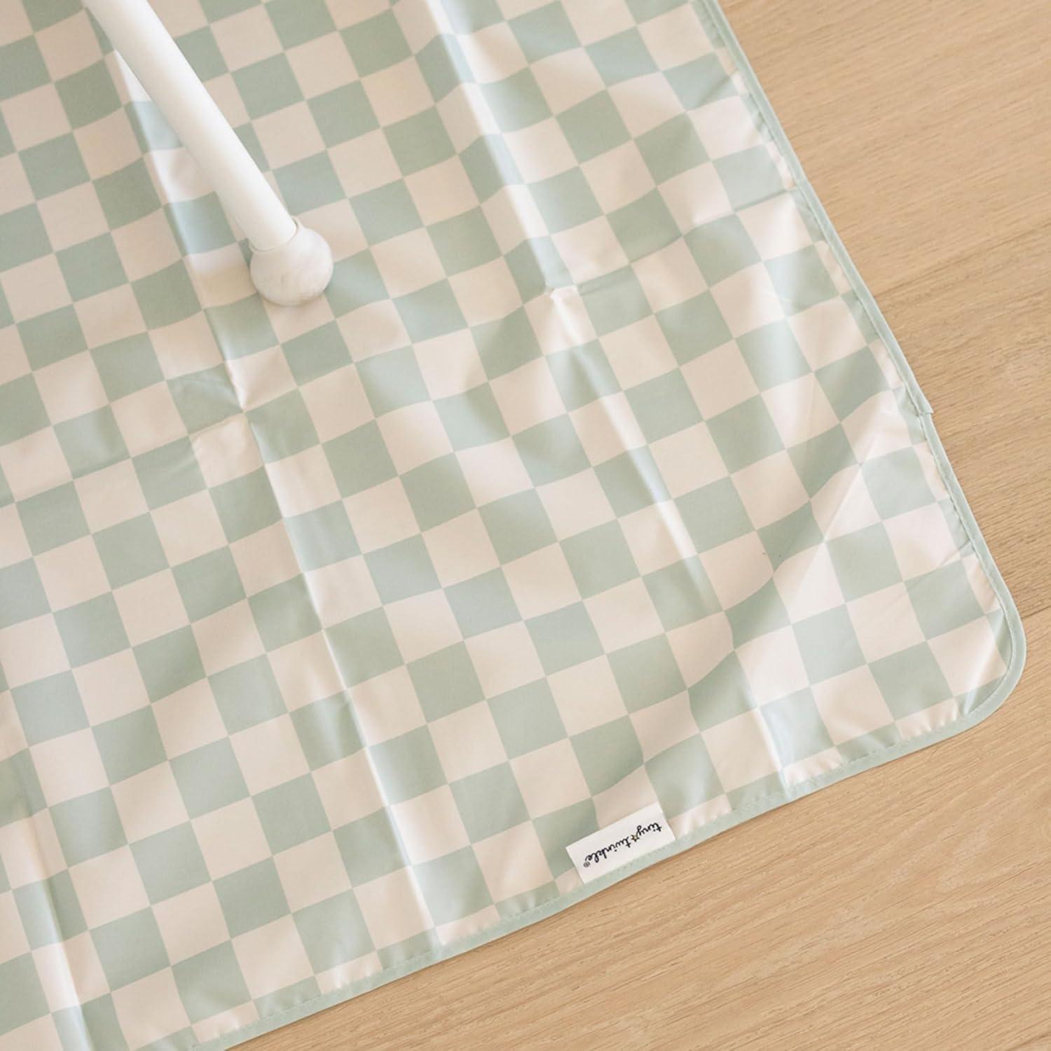 image:imageTiny Twinkle Splat Mat for Under High Chair or Table 44 x 44 Waterproof amp MessProof High Chair Mat for Baby Machine Washable for Mealtime or ArtBeige CheckersSage Checkers