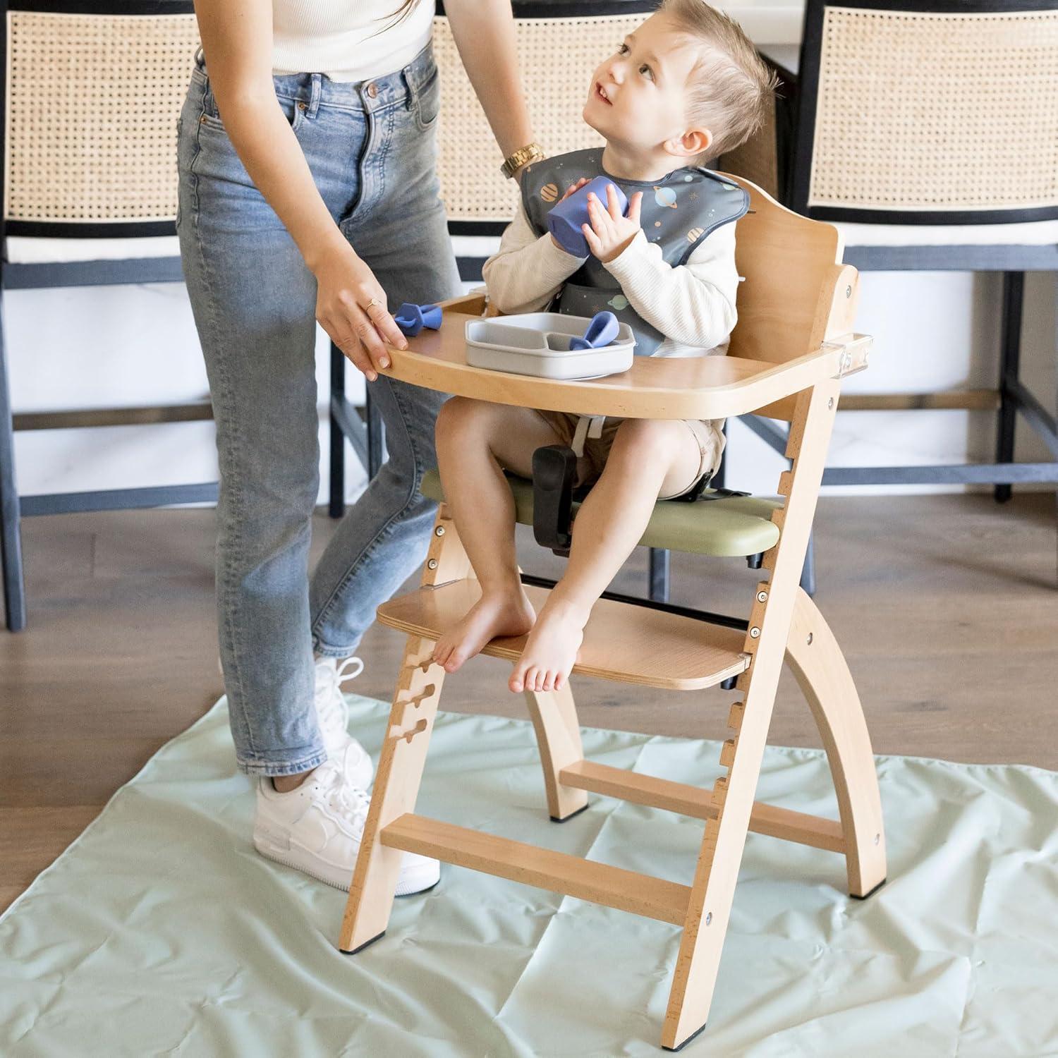 image:imageTiny Twinkle Splat Mat for Under High Chair or Table 44 x 44 Waterproof amp MessProof High Chair Mat for Baby Machine Washable for Mealtime or ArtBeige CheckersSage