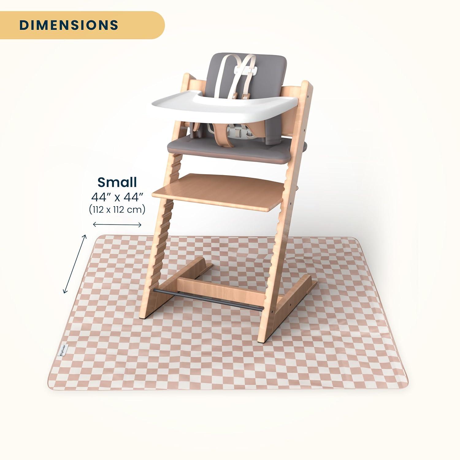 image:imageTiny Twinkle Splat Mat for Under High Chair or Table 44 x 44 Waterproof amp MessProof High Chair Mat for Baby Machine Washable for Mealtime or ArtBeige CheckersBeige Checkers