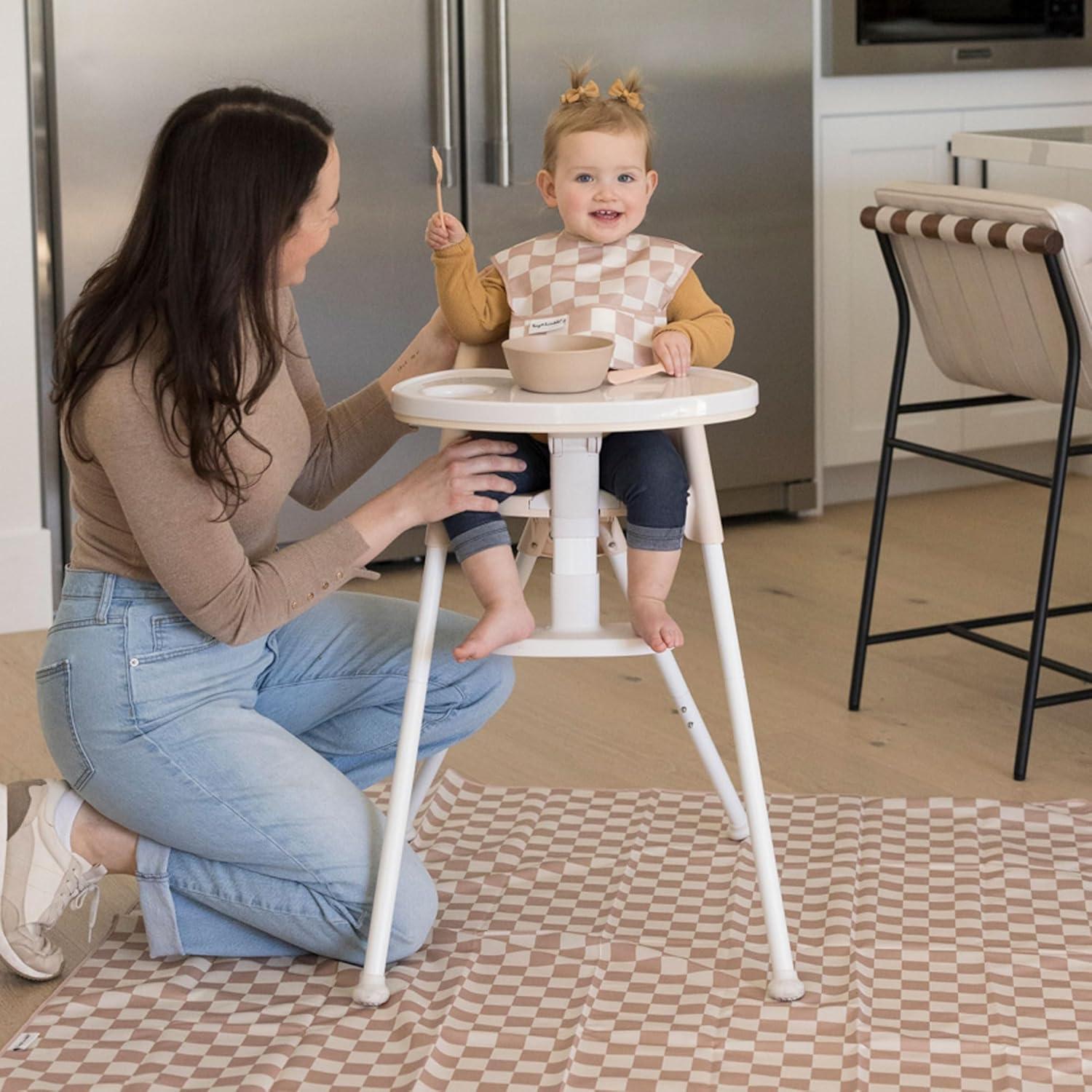 image:imageTiny Twinkle Splat Mat for Under High Chair or Table 44 x 44 Waterproof amp MessProof High Chair Mat for Baby Machine Washable for Mealtime or ArtBeige CheckersBrown Checkers