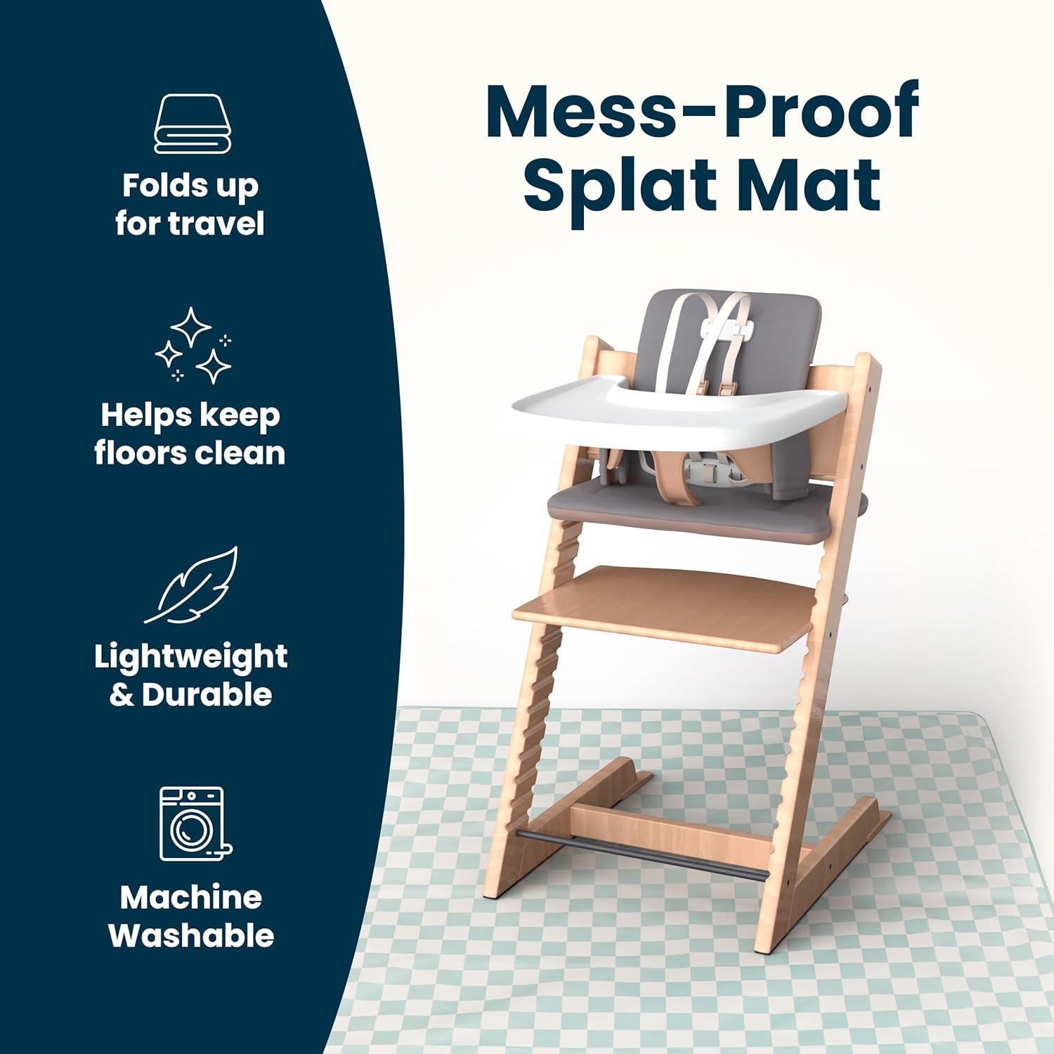 image:imageTiny Twinkle Splat Mat for Under High Chair or Table 44 x 44 Waterproof amp MessProof High Chair Mat for Baby Machine Washable for Mealtime or ArtBeige CheckersShine