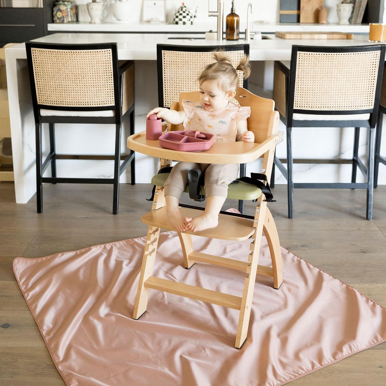 image:imageTiny Twinkle Splat Mat for Under High Chair or Table 44 x 44 Waterproof amp MessProof High Chair Mat for Baby Machine Washable for Mealtime or ArtBeige CheckersRose