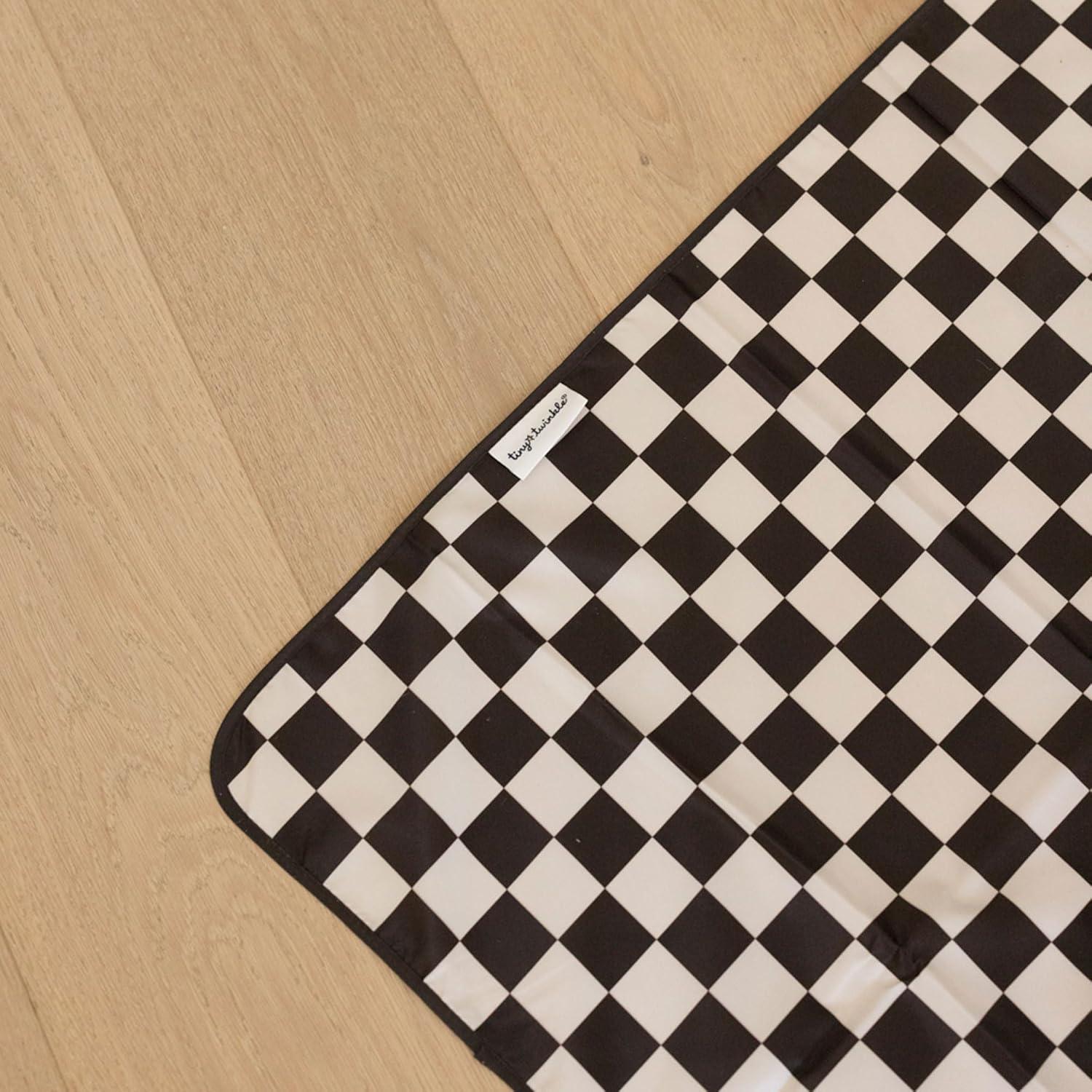 image:imageTiny Twinkle Splat Mat for Under High Chair or Table 44 x 44 Waterproof amp MessProof High Chair Mat for Baby Machine Washable for Mealtime or ArtBeige CheckersBlack Checkers