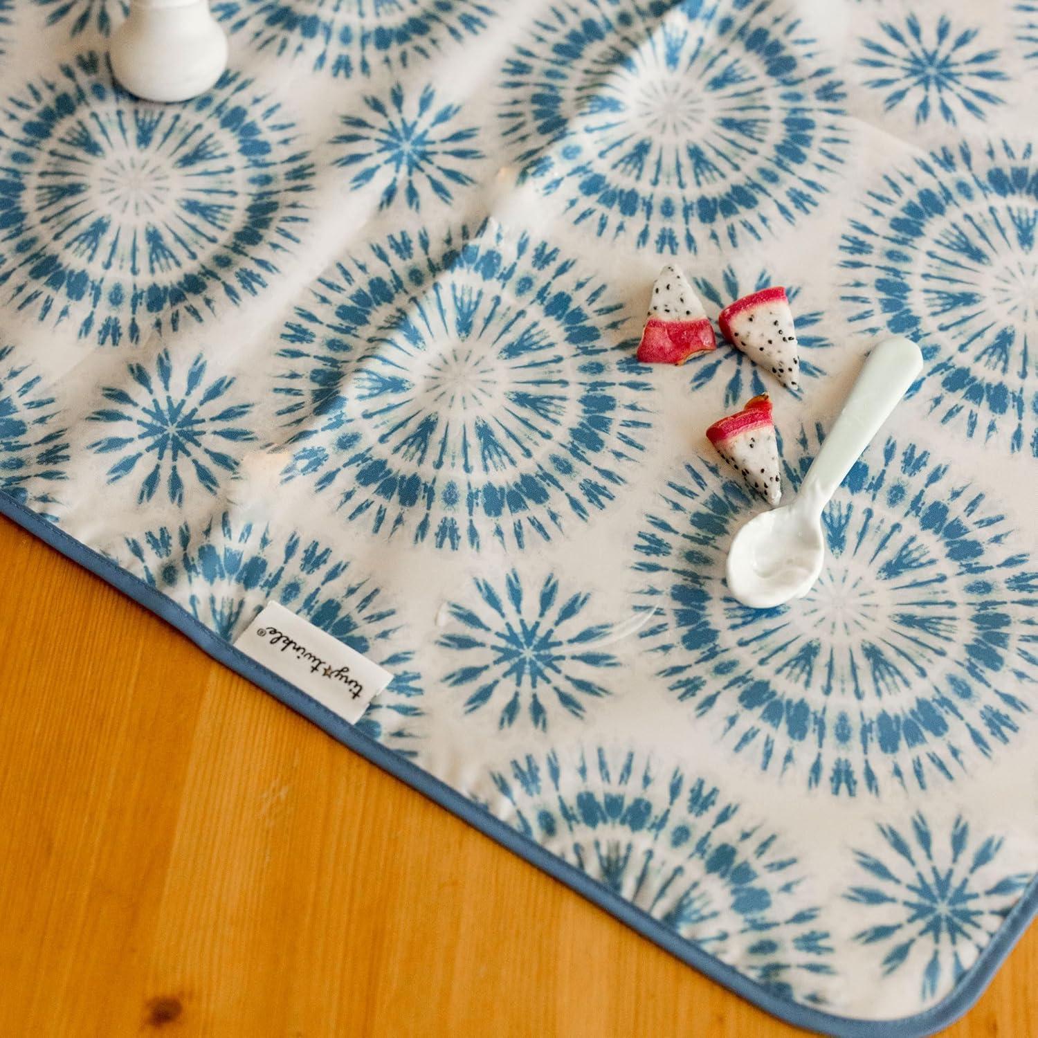 image:imageTiny Twinkle Splat Mat for Under High Chair or Table 44 x 44 Waterproof amp MessProof High Chair Mat for Baby Machine Washable for Mealtime or ArtBeige CheckersTie Dye